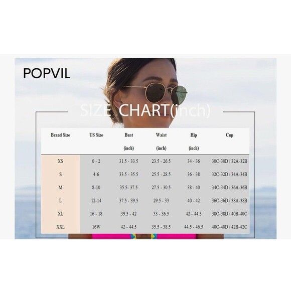 Popvil Neon Color Block One Piece Bathing Suit Women Tummy Control swimsuit L - Picture 15 of 15